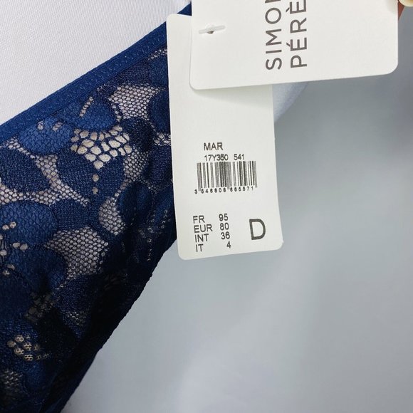 Simone Perele Bra 36D Marguerite Navy Night Blue Underwired Triangle Bra Floral - Picture 11 of 11